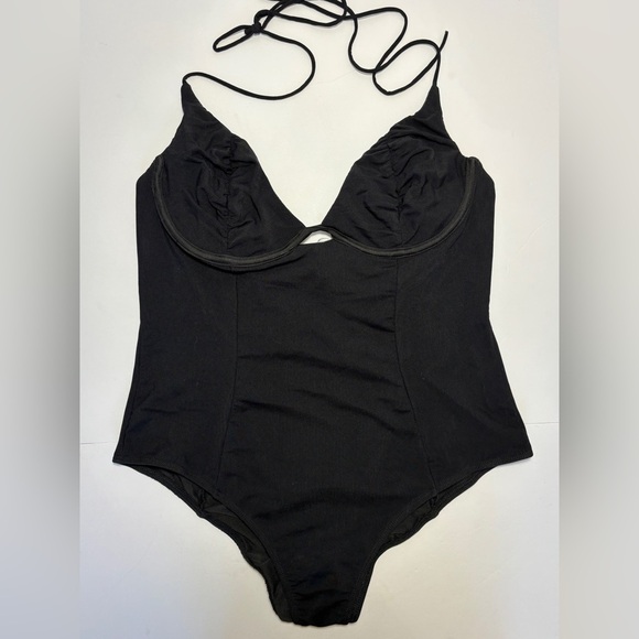NWT Thatssofetch Underwire Cutout Black Halter Top Bodysuit Womens Size 12 - Picture 1 of 3